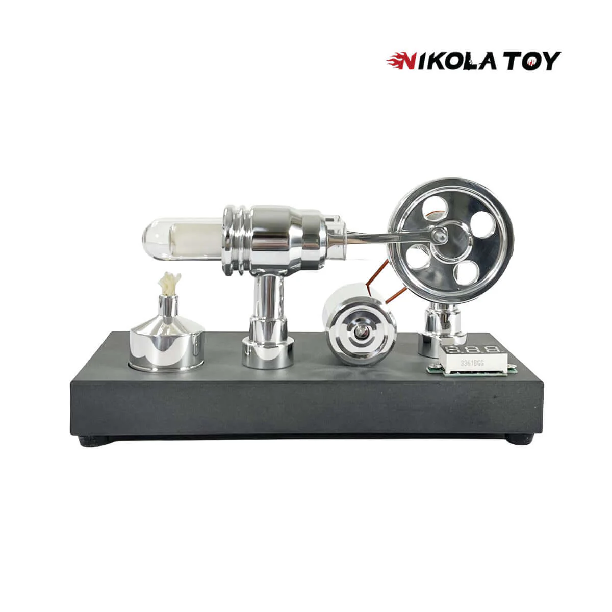Mirror Polished Stirling Engine with Embedded Voltmeter and Output Port - Image 4