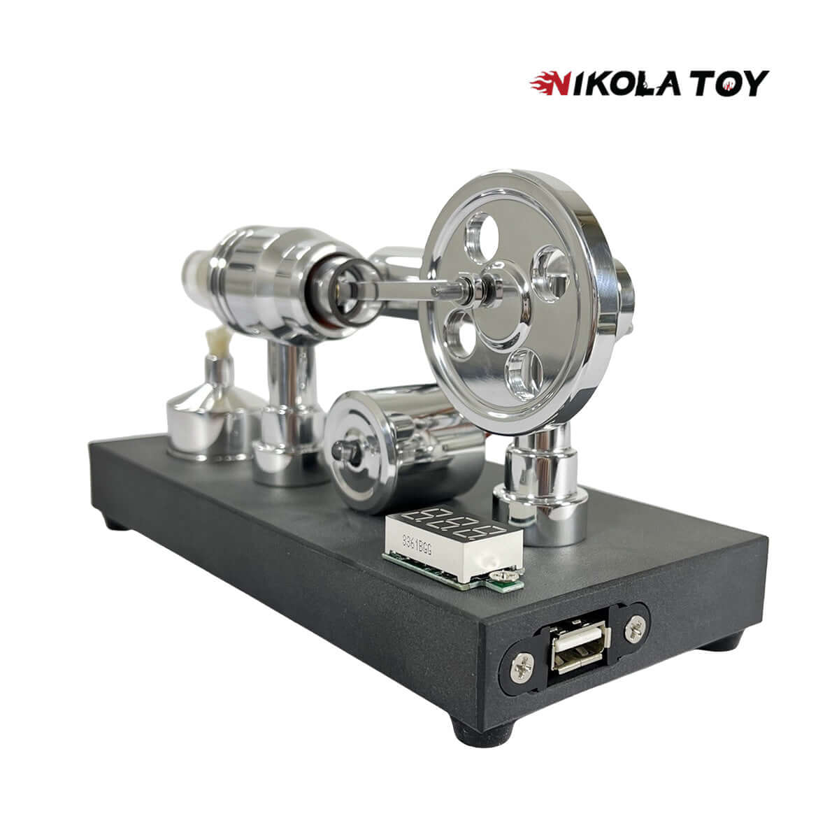 Mirror Polished Stirling Engine with Embedded Voltmeter and Output Port - Image 5