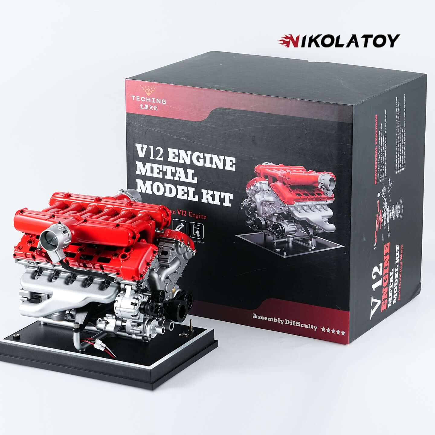 TECHING V12 Car Engine Model Full Metal Assembling 12-Cylinder Building Kits 800+PCS - Image 5