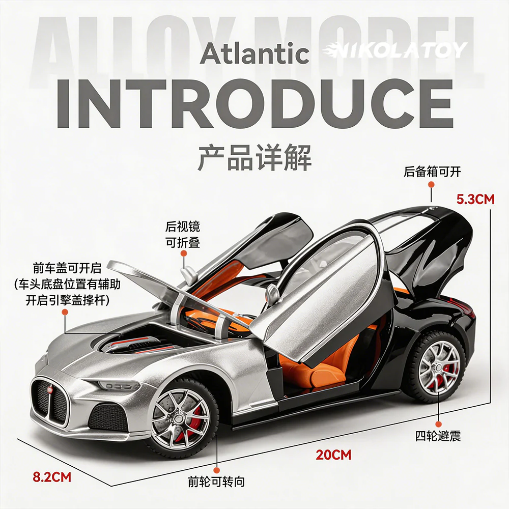 Alloy 1/24 Bugatti Atlantic Model Car - Image 4
