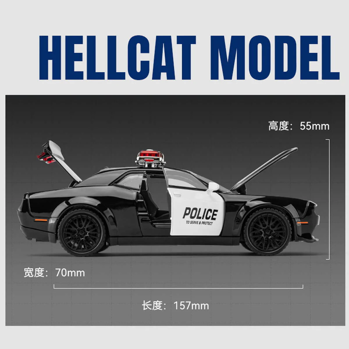 Alloy 1/32 Dodge Hellcat SRT Model Car - Image 2