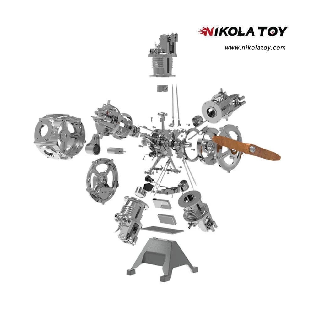 NIKOLATOY® Star shaped 5-cylinder engine model kits (250+Pcs) - Image 5